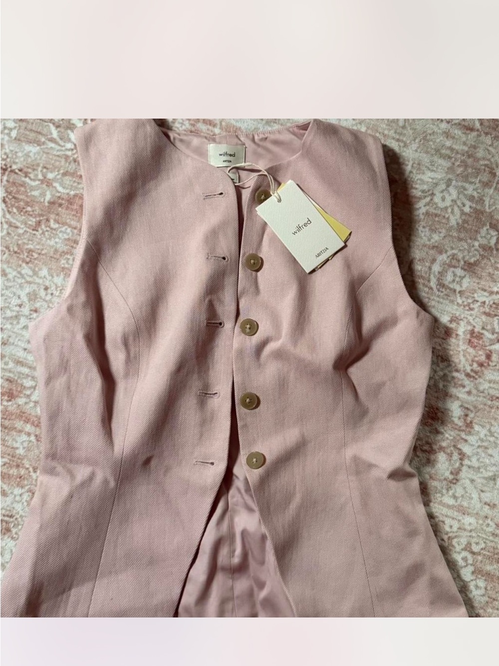 Wilfred Pink Sleeveless Button-Front Tailored Vest